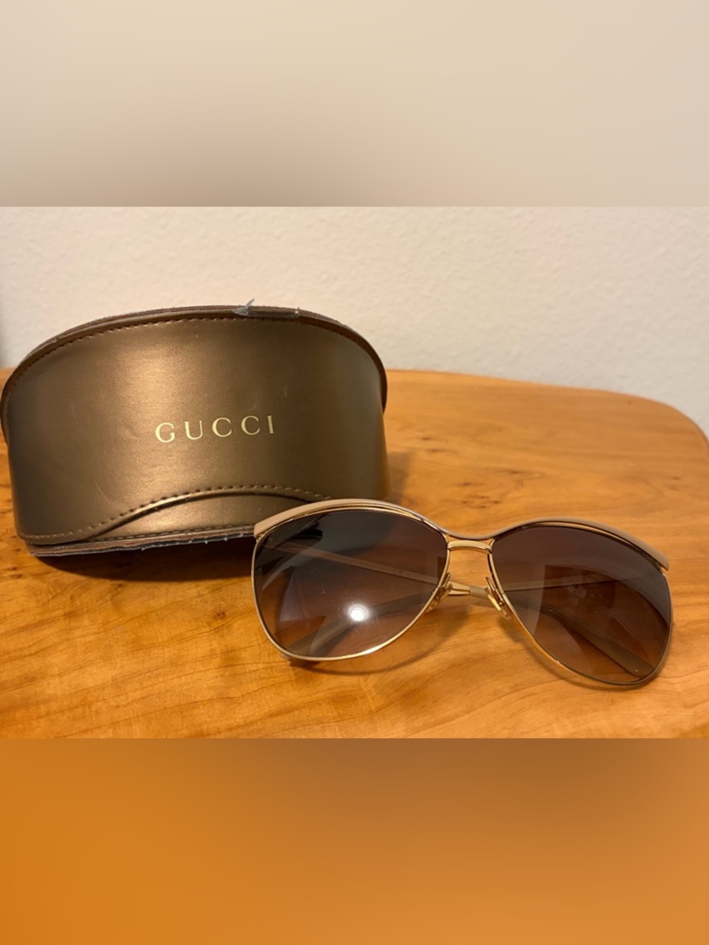 Gucci Gold Frame Sunglasses with Brown Gradient Lenses
